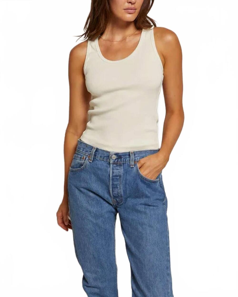 NEW PERFECTWHITETEE debbie tank top in sugar